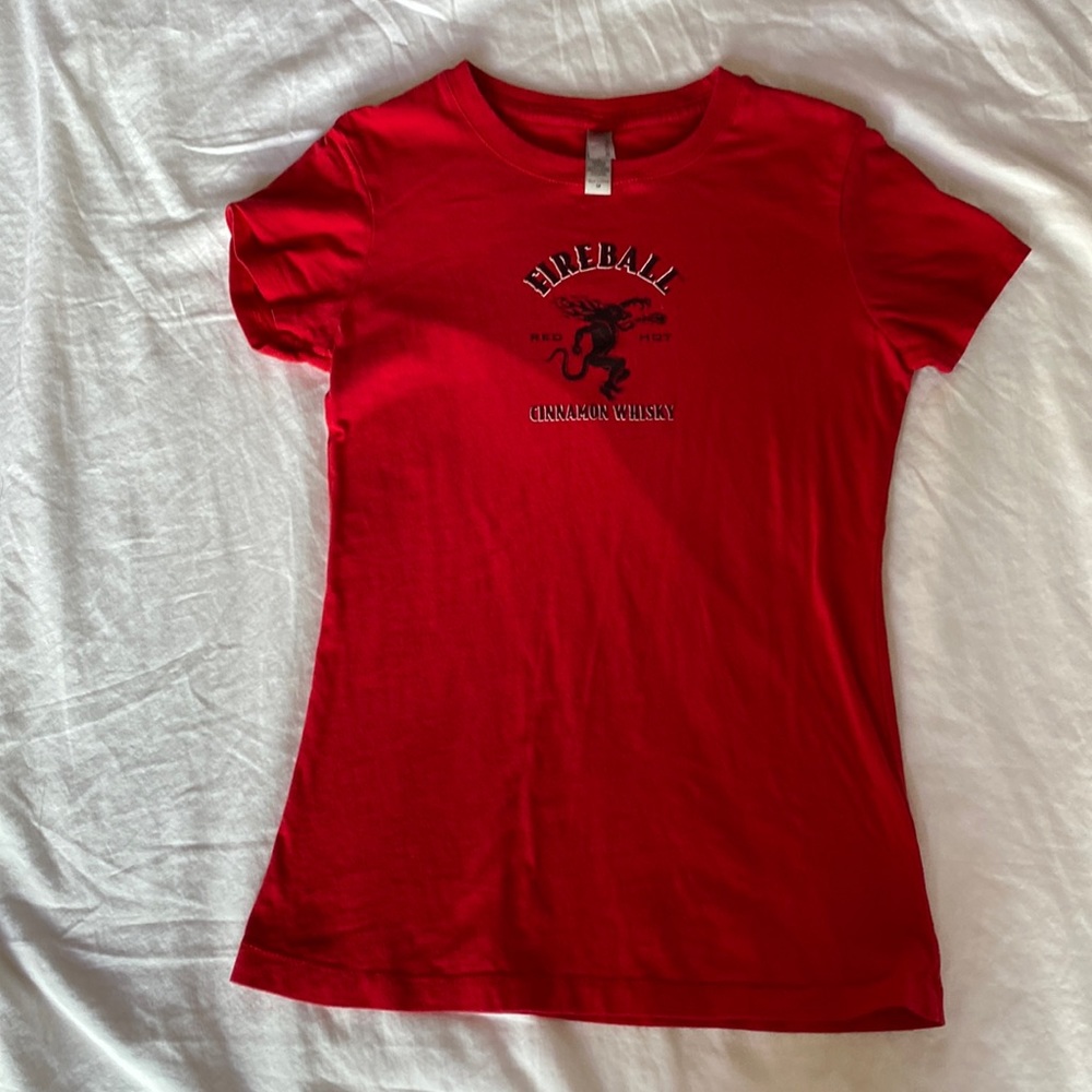 Fireball woman’s red fitted t shirt size medium